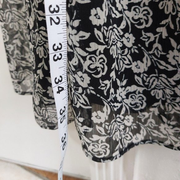 MSK Rose Flower Black White Summer Sheer Fabric Comfortable Summer Dress 8P - Picture 6 of 11